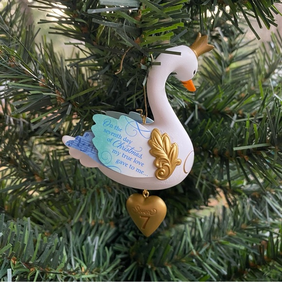 NWT Hallmark 2017 7 Seven Swans-A-Swimming 12 Days of Christmas bird ornament - Picture 2 of 7